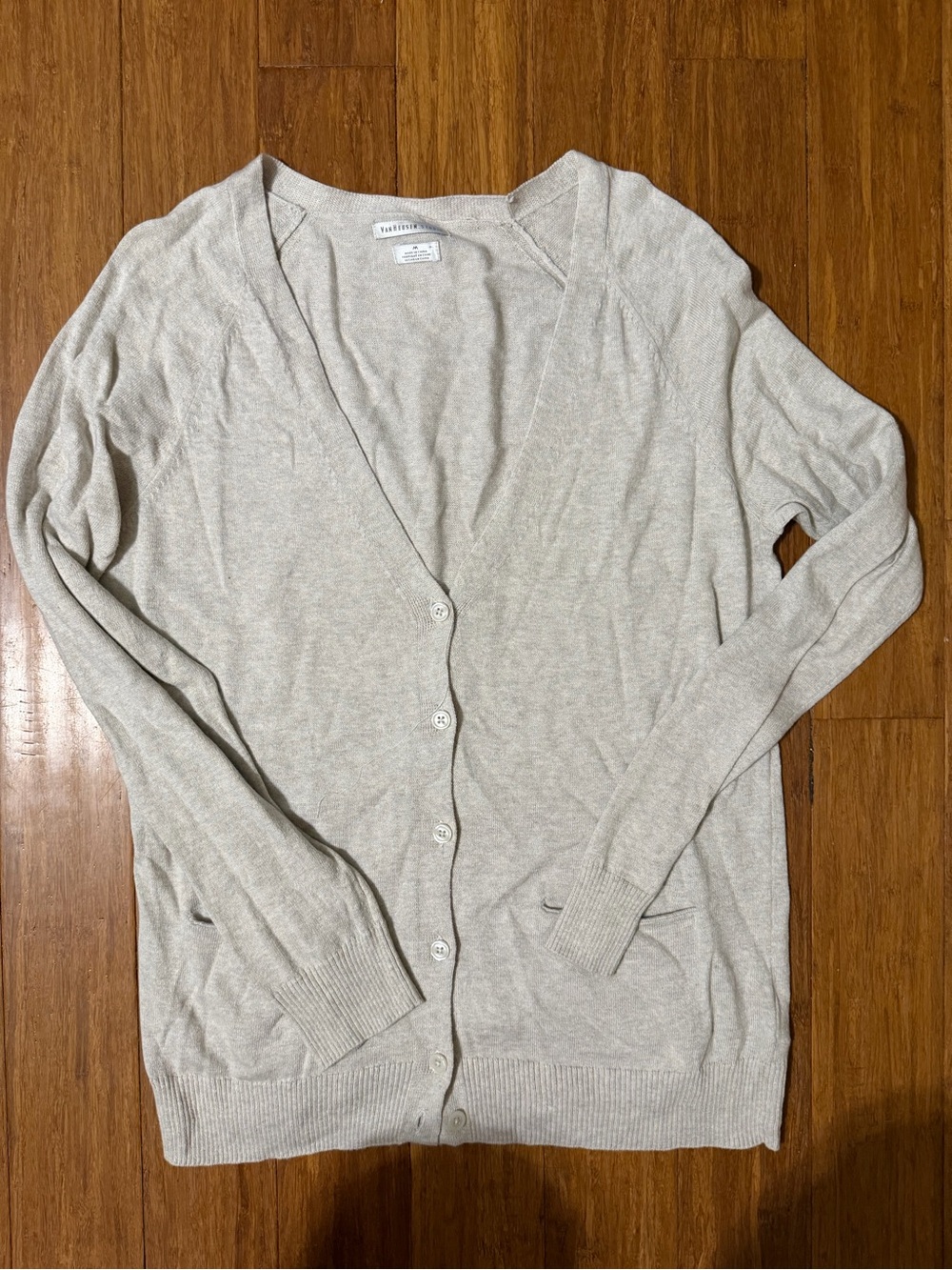 Van Heusen Light Beige Button-Front V-Neck Cardigan